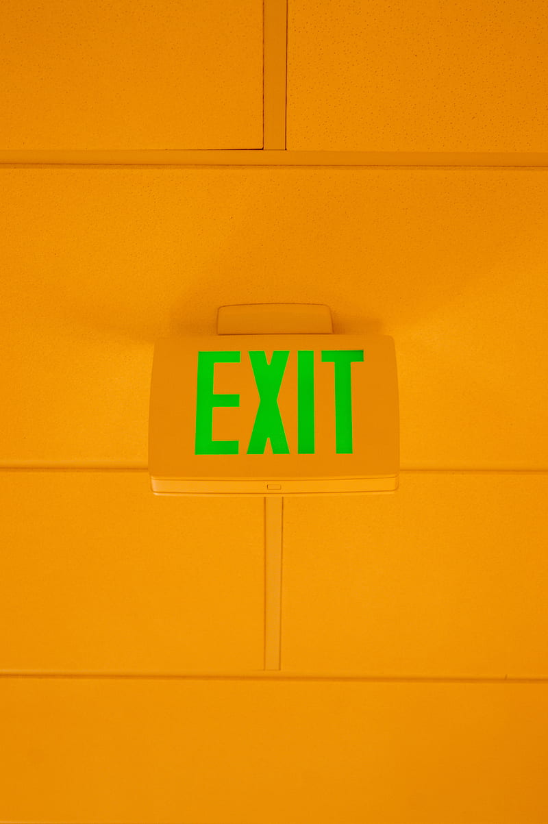 exit, word, inscription, orange, HD phone wallpaper