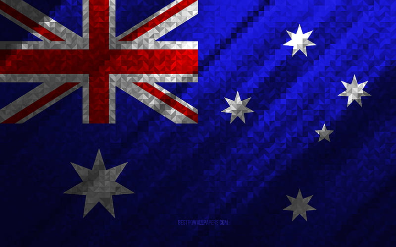 Flag of Australia, multicolored abstraction, Australia mosaic flag, Australia, mosaic art, Australia flag, HD wallpaper