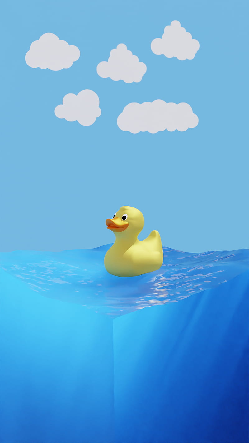 Rubber Duck Cute, animal, funny, kid, kids, ocean, play, rubber duck, water, HD phone wallpaper