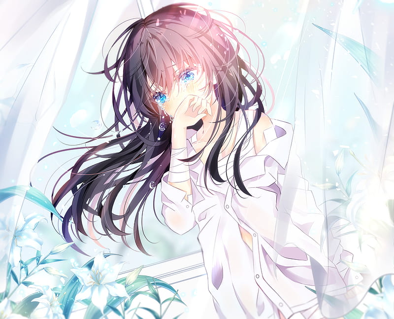 Anime, Original, Girl, Tears, HD wallpaper