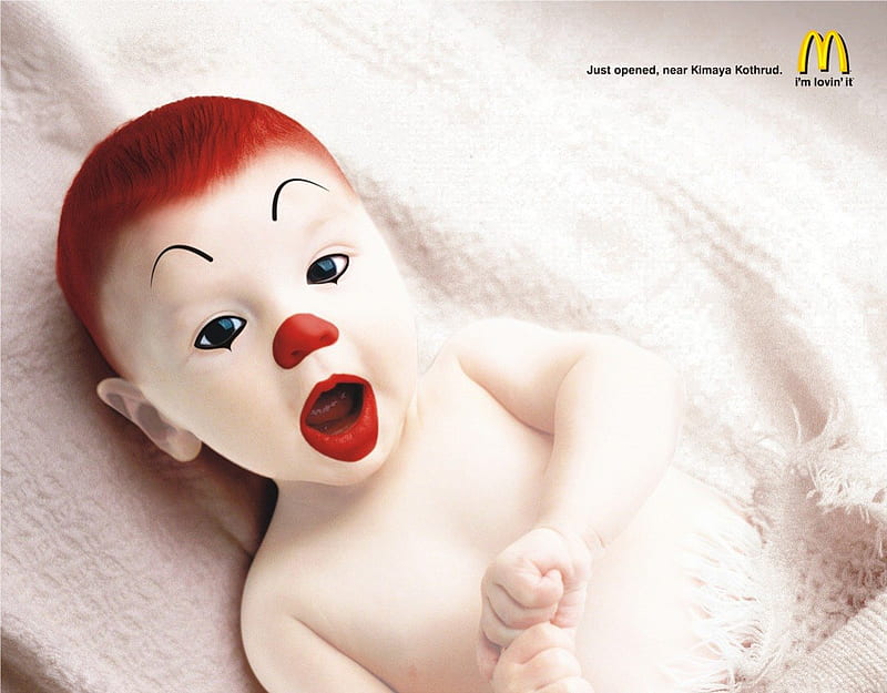 Baby Ronald, mcdonalds, clown, scary, baby, HD wallpaper