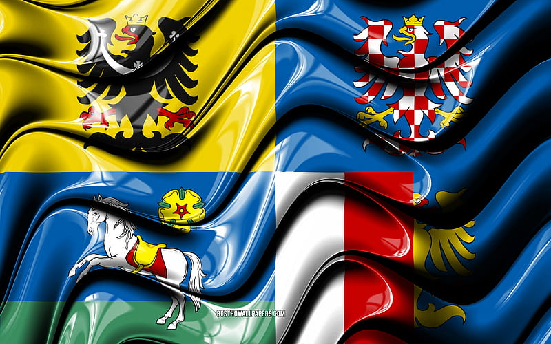 Moravian-Silesian flag Regions of Czech Republic, administrative districts, Flag of Moravian-Silesian, 3D art, Moravian-Silesian, czech regions, Moravian-Silesian 3D flag, Czech Republic, Europe, HD wallpaper