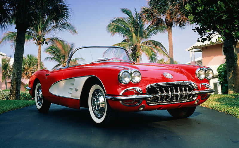 Classic Sports Cars - 1960 Chevrolet Corvette, Classic, Sports Cars, Red, Chevrolet, carros, 1960, Corvette, Chevrolet Corvette, HD wallpaper