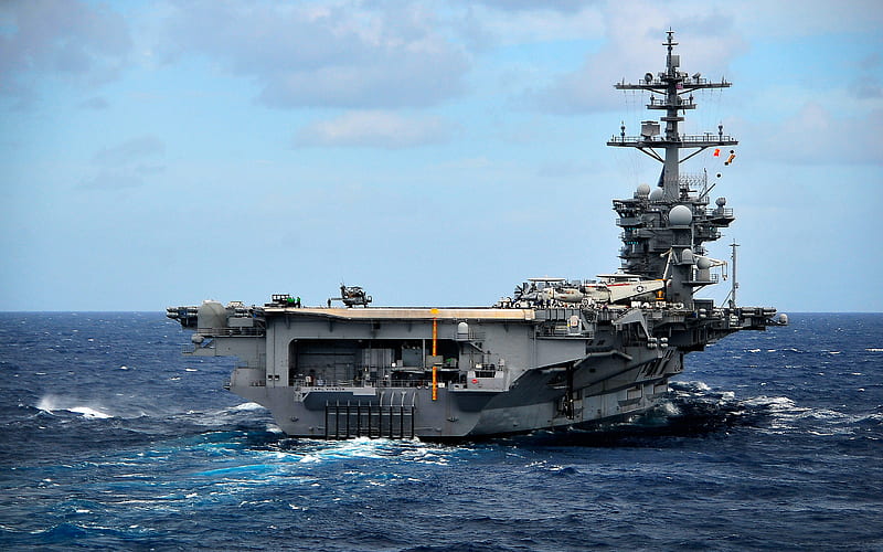 USS Carl Vinson, American aircraft carrier, CVN-70 rear view, Nimitz, US Navy, ocean, warships, nuclear aircraft carrier, HD wallpaper