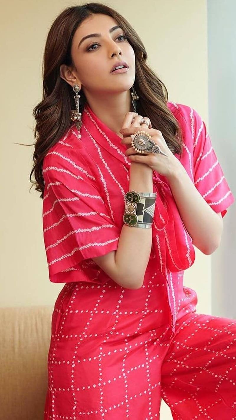 Kajal Heroine, Pink Dress, model, actress, indian, HD phone wallpaper