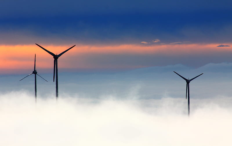 Wind Farm Clouds , windmill, landscape, nature, HD wallpaper