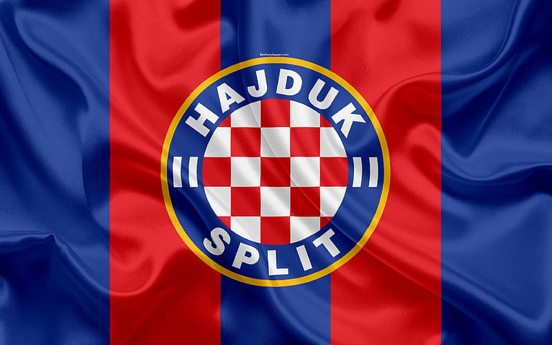 HNK Hajduk Split Croatian Football Club, emblem, logo, football, flag, HNL, Croatian Football Championship, Croatian First Football League, Split, Croatia, Hajduk Split FC, HD wallpaper
