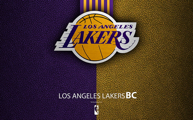 Los Angeles Lakers logo, basketball club, NBA, basketball, LA Lakers emblem, leather texture, National Basketball Association, Los Angeles, California, USA, LA, Pacific Division, Western Conference, HD wallpaper