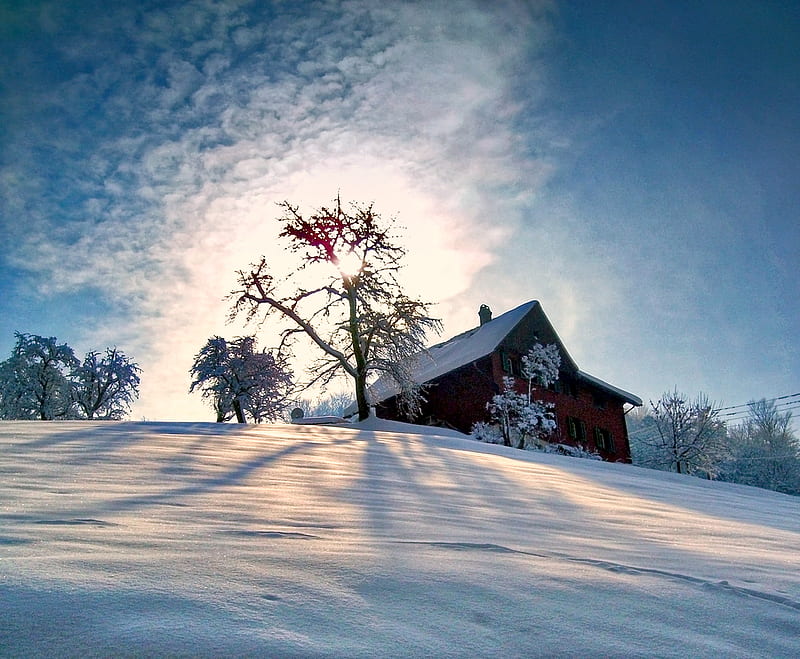Beauty of winter, house, sky, imagine, winter, cold, snow, beauty, nature,  popular, HD wallpaper | Peakpx