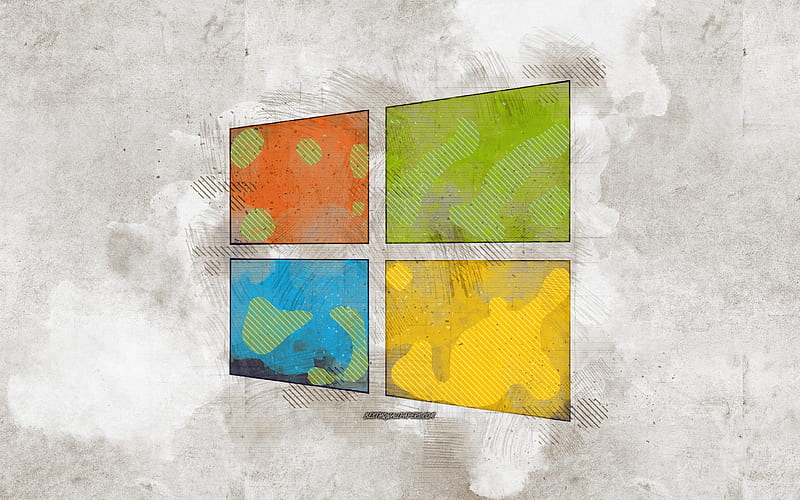 Windows 10 logo, grunge art, Windows 10, Windows logo, creative grunge background, Windows grunge logo, HD wallpaper