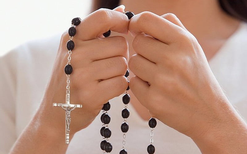 Praying Rosary, hands, cross, prayer, rosary, HD wallpaper