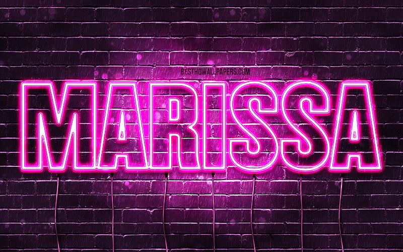 Marissa with names, female names, Marissa name, purple neon lights, Happy Birtay Marissa, with Marissa name, HD wallpaper