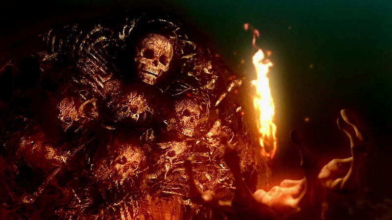 Gravelord Nito, undead, video game, dark souls, fire, skulls, dark, monster, skeletons, HD wallpaper