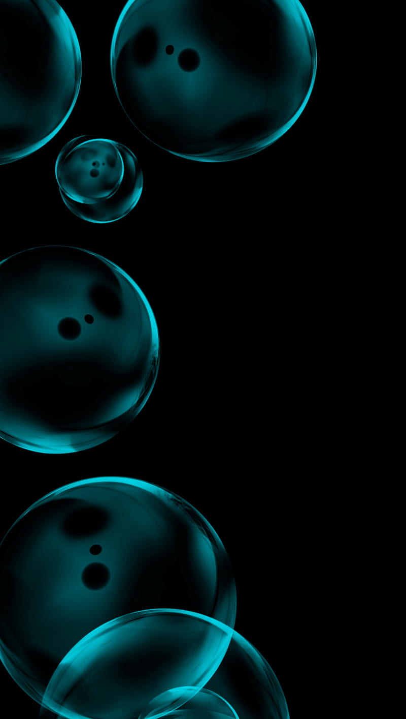 Dark blue bubbles on black background Royalty Free Vector