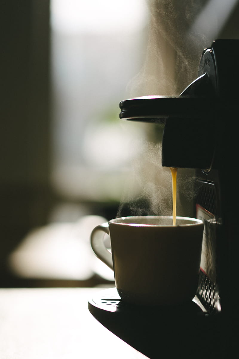 coffee, mug, coffee machine, drink, steam, HD phone wallpaper