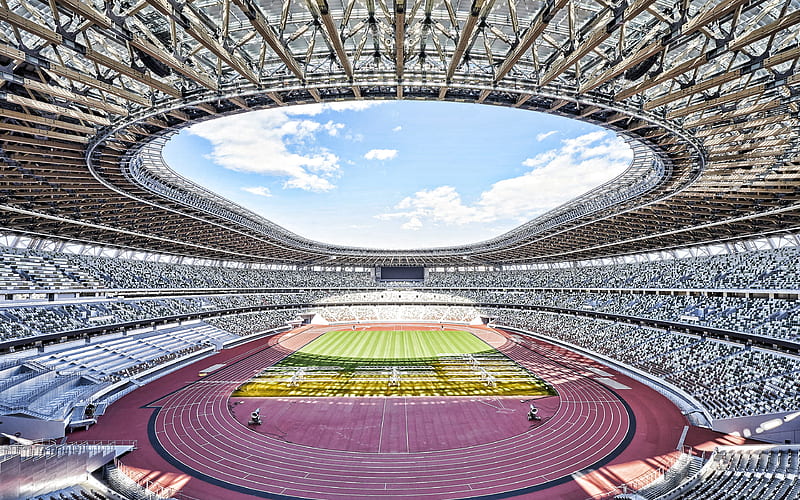 Japan National Stadium inside view, Tokyo, japan, New National Stadium, 2020 Summer Olympics main stadium, 2020 Summer Olympics, Games of the XXXII Olympiad, HD wallpaper