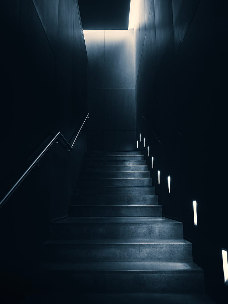 staircase, dark, room, backlight, lighting, HD phone wallpaper