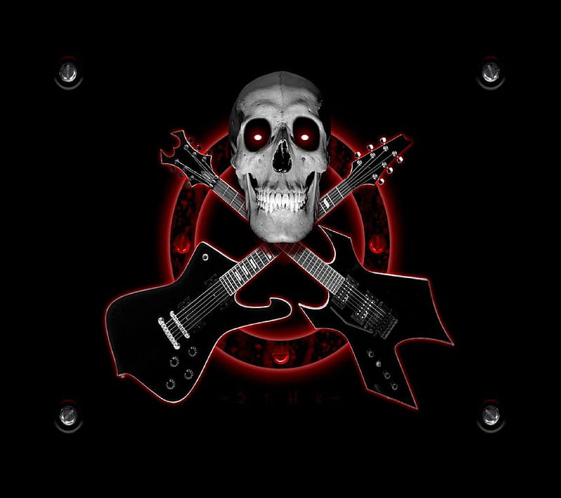Guitar Skull, heavy metal, HD wallpaper