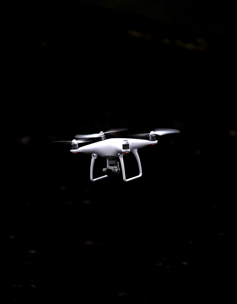white and black quadcopter drone, HD phone wallpaper