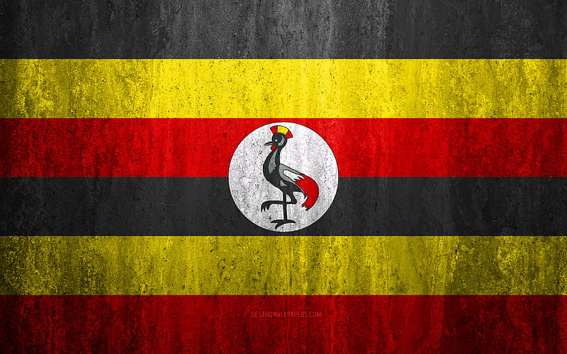 Flag of Uganda stone background, grunge flag, Africa, Uganda flag, grunge art, national symbols, Uganda, stone texture, HD wallpaper