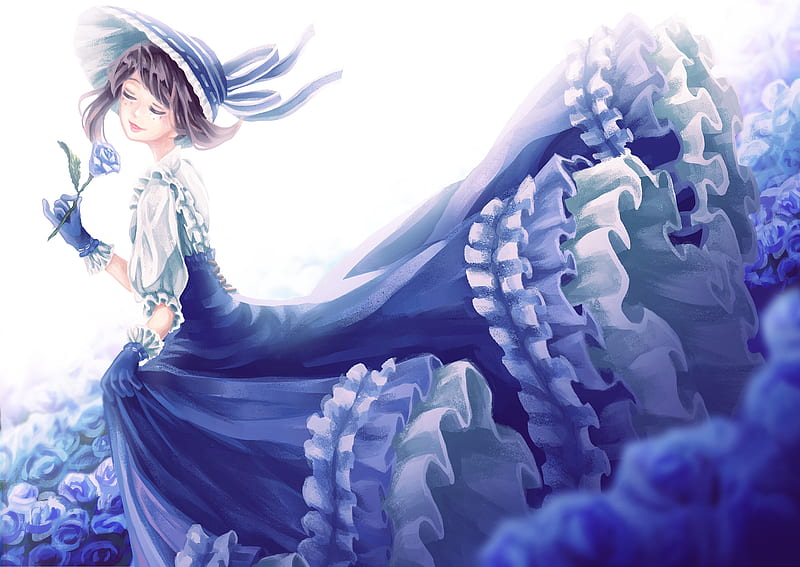 emma woods, identity v, blue dress, closed eyes, anime style, Anime, HD wallpaper