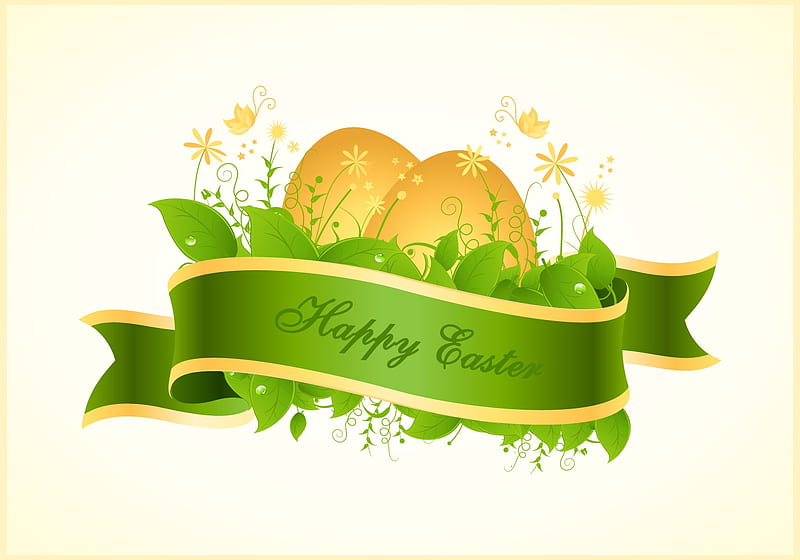 Golden Easter Eggs Two Green Golden Eggs Easter Hd Wallpaper Peakpx