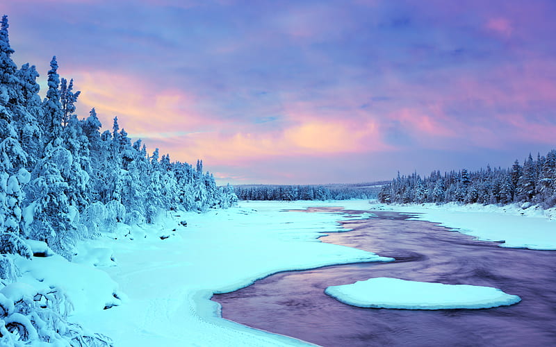 Winter Lapland Frozen Muonio River 2022 Finland, HD wallpaper