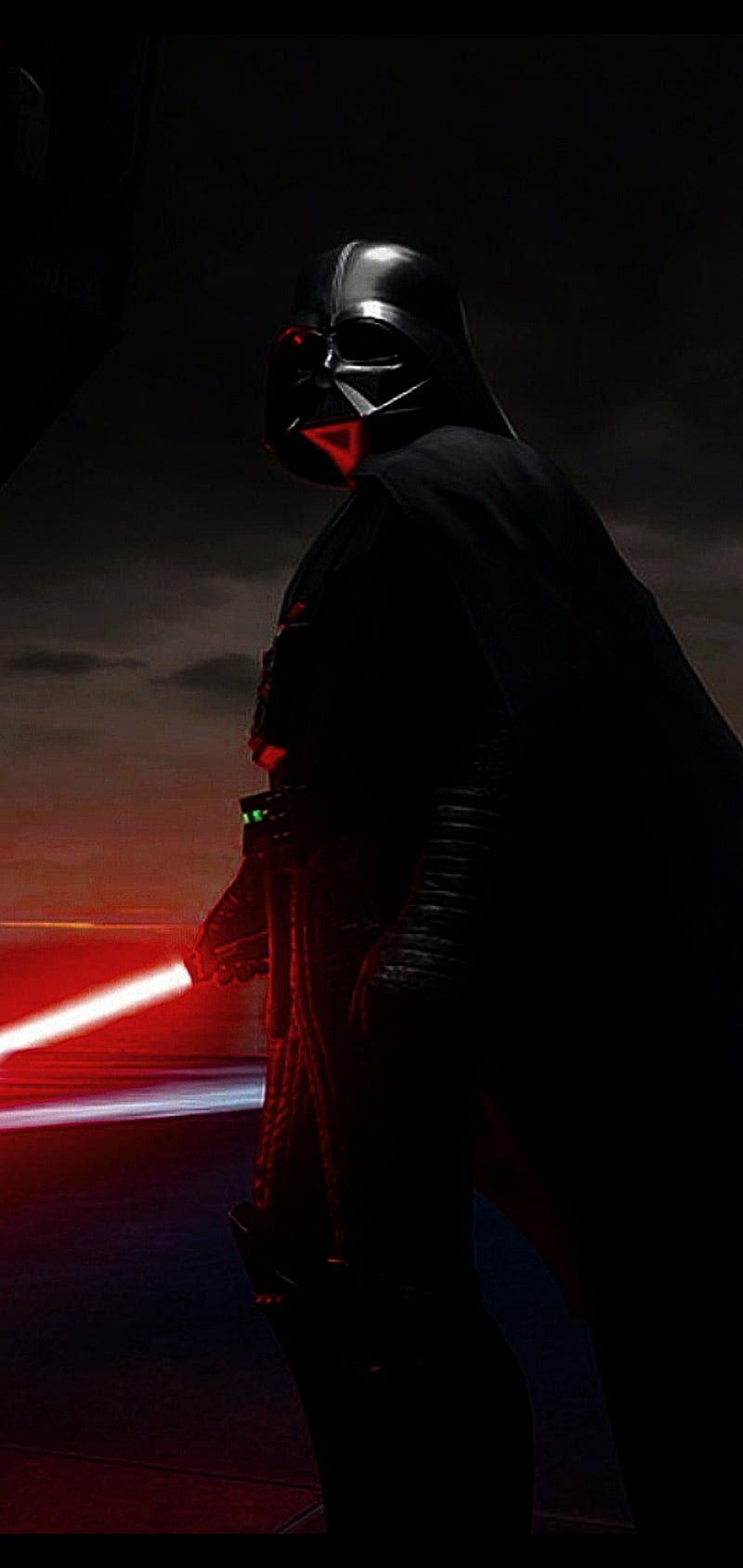 Darth Vader, black, dark, force, icon, lightsaber, red, science fiction, star wars, HD phone wallpaper