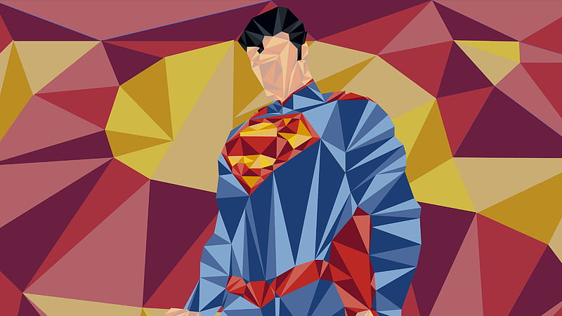 Superman Low Poly Art, superman, artwork, artist, behance, digital-art, low-poly, HD wallpaper