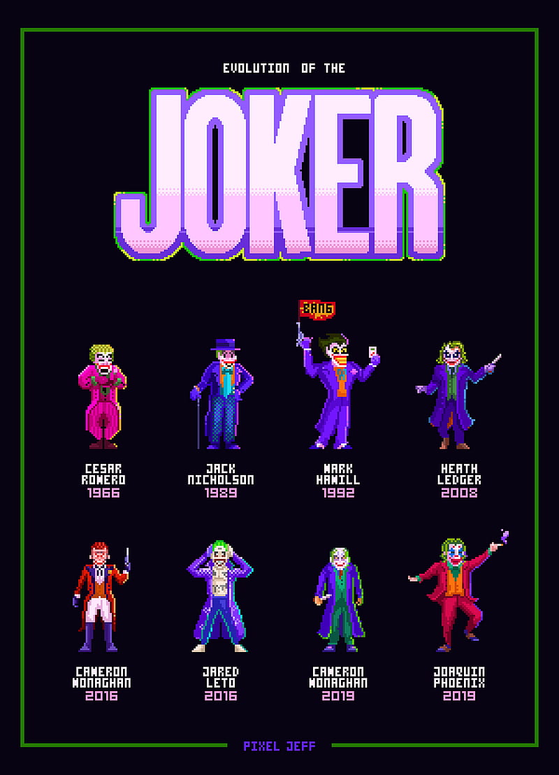 artwork, pixel art, pixels, fictional character, Joker, digital art, HD phone wallpaper