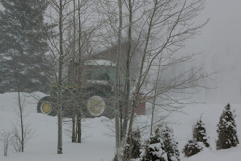 John Deere 4630 with Wildcat 8000 Snow Blower Attachment, Snow Blower, Farm Implements, Idaho, Teton Valley, Mountains, Tractors, Snow, John Deere, Valley, HD wallpaper