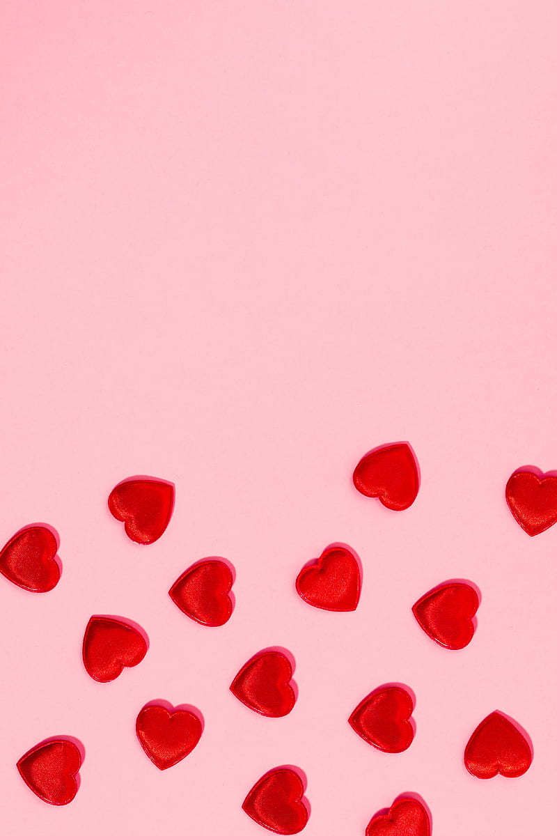 Red Heart Shaped on White Surface, HD phone wallpaper