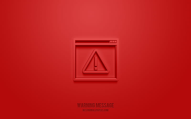Warning Message 3d icon, red background, 3d symbols, Warning Message, Information icons, 3d icons, Warning Message sign, Information 3d icons, HD wallpaper