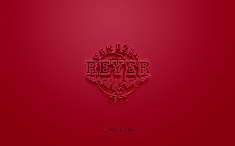 Reyer Venezia, creative 3D logo, burgundy background, LBA, 3d emblem, Italian basketball club, Lega Basket Serie A, Venice, Italy, 3d art, basketball, Reyer Venezia 3d logo, HD wallpaper