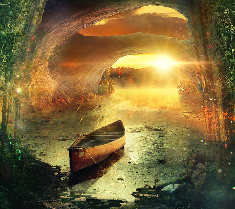 Floating Boat, nature, HD wallpaper