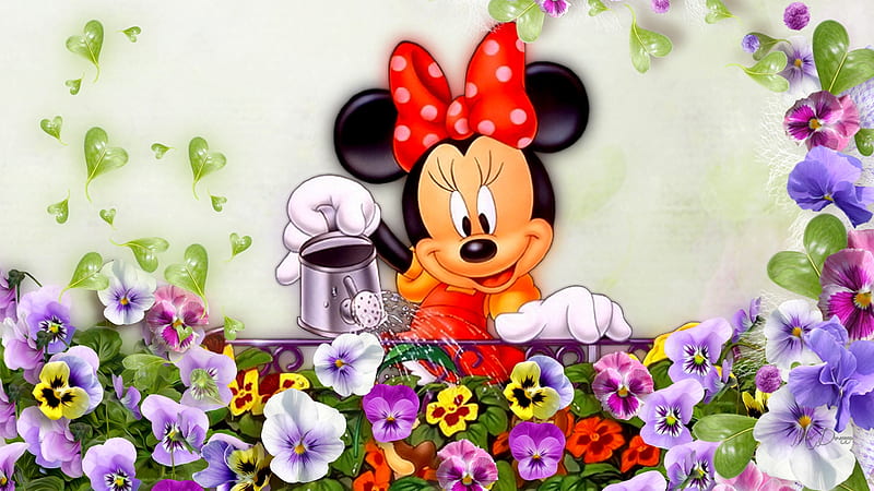 Minnie's Pansy Garden, animated, Disney, movie, flowers, pansies, Firefox  them, HD wallpaper | Peakpx