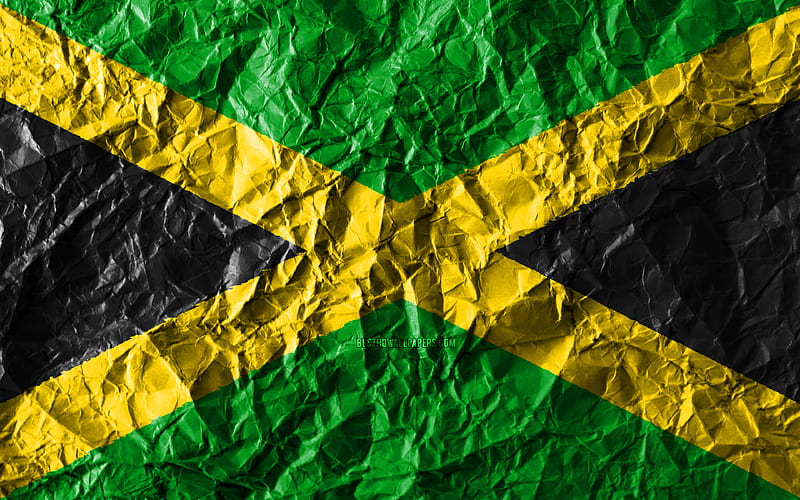 Jamaican flag crumpled paper, North American countries, creative, Flag of Jamaica, national symbols, North America, Jamaica 3D flag, Jamaica, HD wallpaper