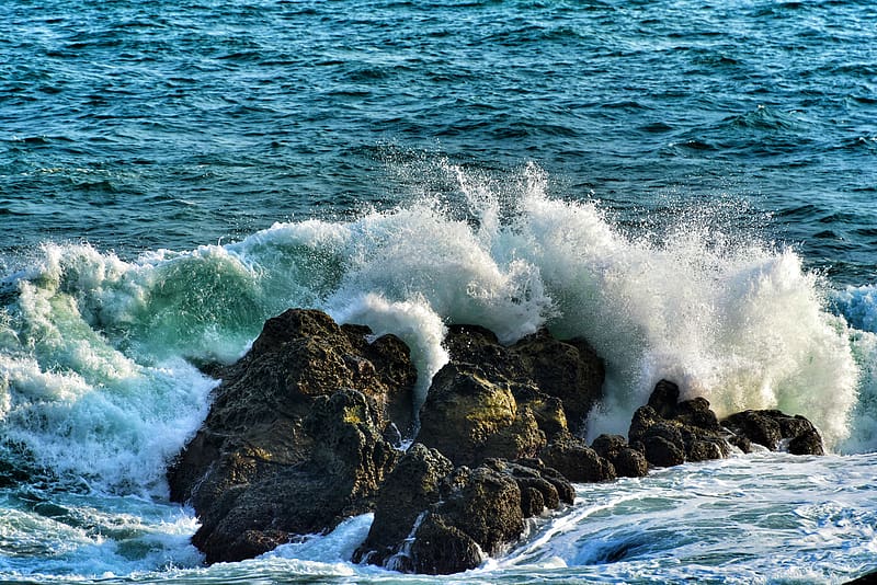 Stone, sea, waves, foam, splashes, HD wallpaper | Peakpx