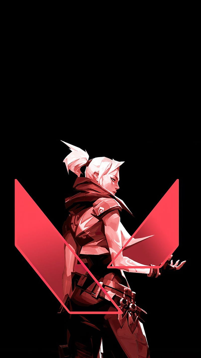 Jett Minimal, magenta, op, pink, noob, valorant, black, diff, red, knife, phoenix, omen, V, sage, kj, HD phone wallpaper