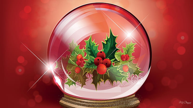 Holly Globe, globe, Christmas, glow, Feliz Navidad, holly, winter, glass, berries, bright, Firefox Persona theme, HD wallpaper