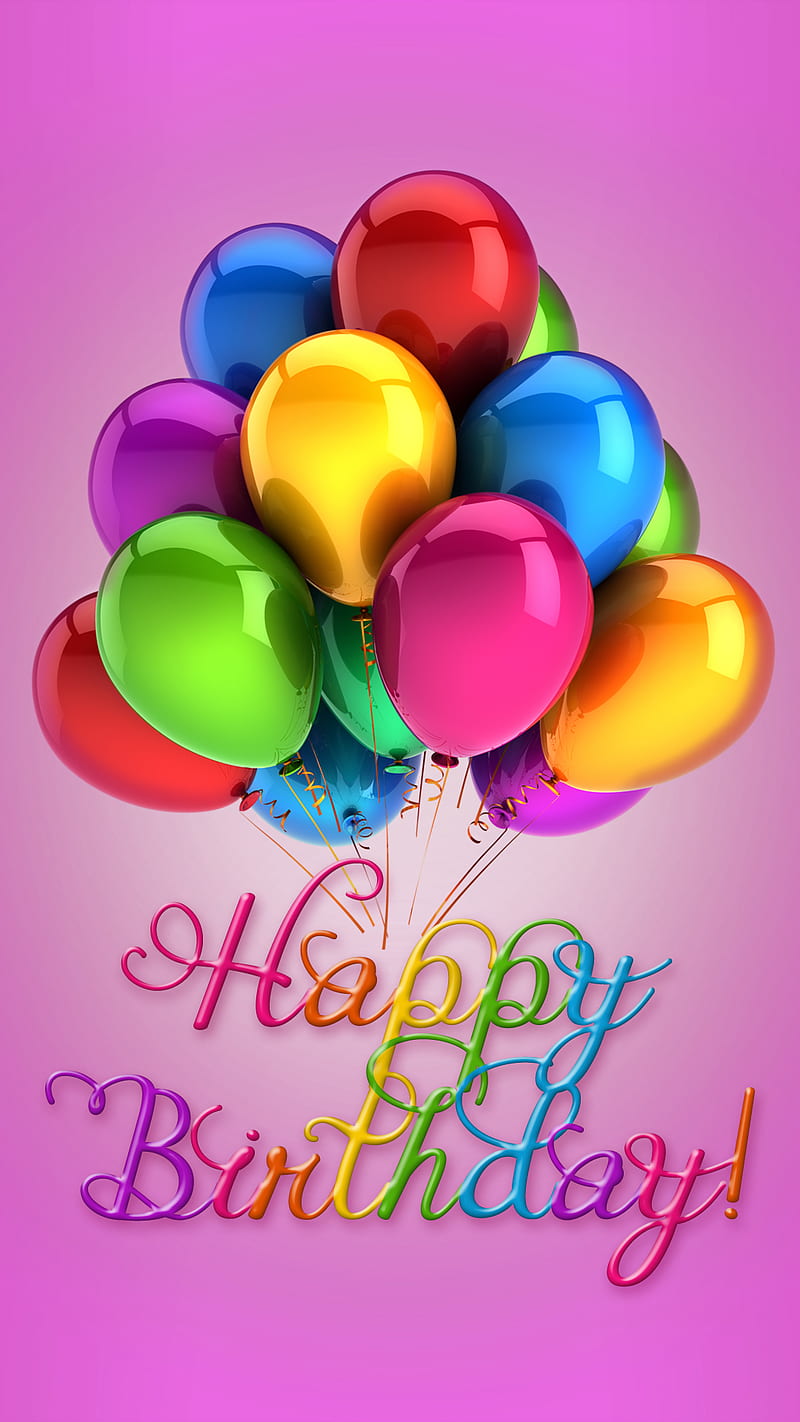 Happy Birtay, balloons, colorful, desenho, HD phone wallpaper