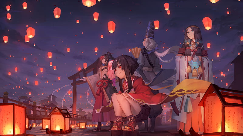 Video Game, Onmyoji, Abe no Seimei (Onmyoji), Kagura (Onmyoji), Minamoto no Hiromasa, Yaobikuni (Onmyoji), HD wallpaper