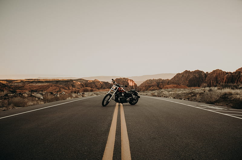 motorcycle, road, marking, asphalt, HD wallpaper