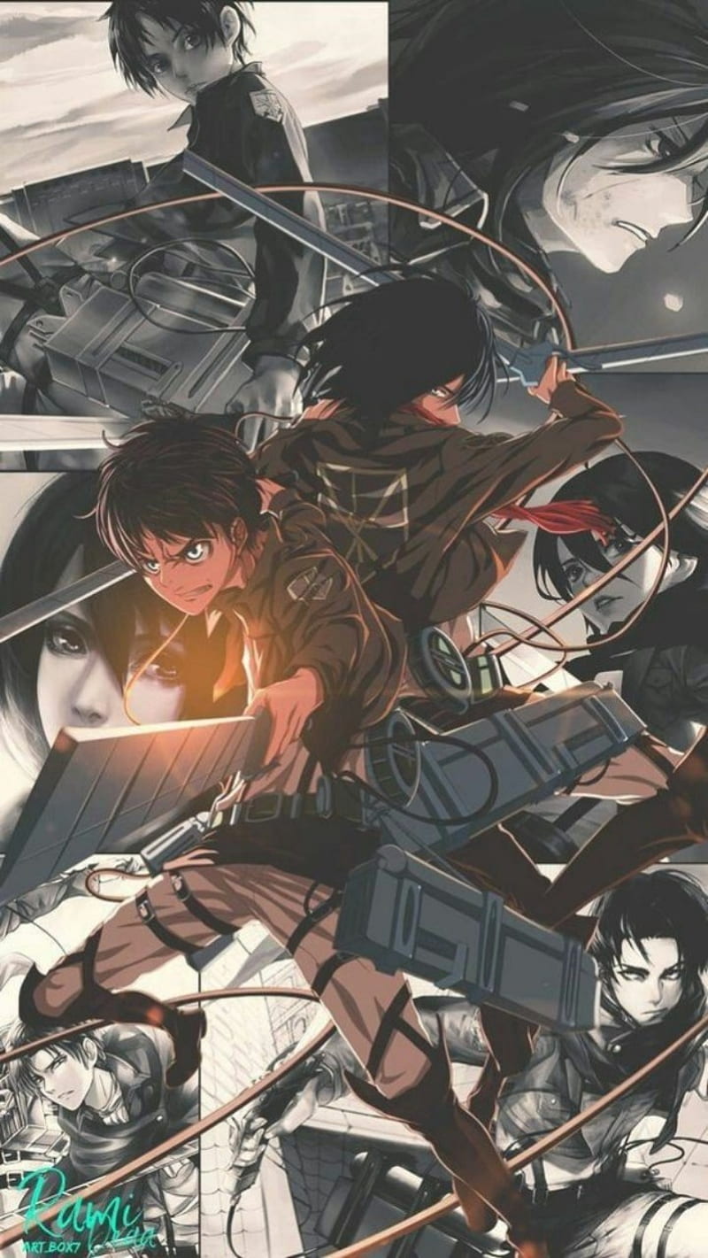 Eren and mikasa, attack on titan, shingeki no kyojin, HD phone wallpaper