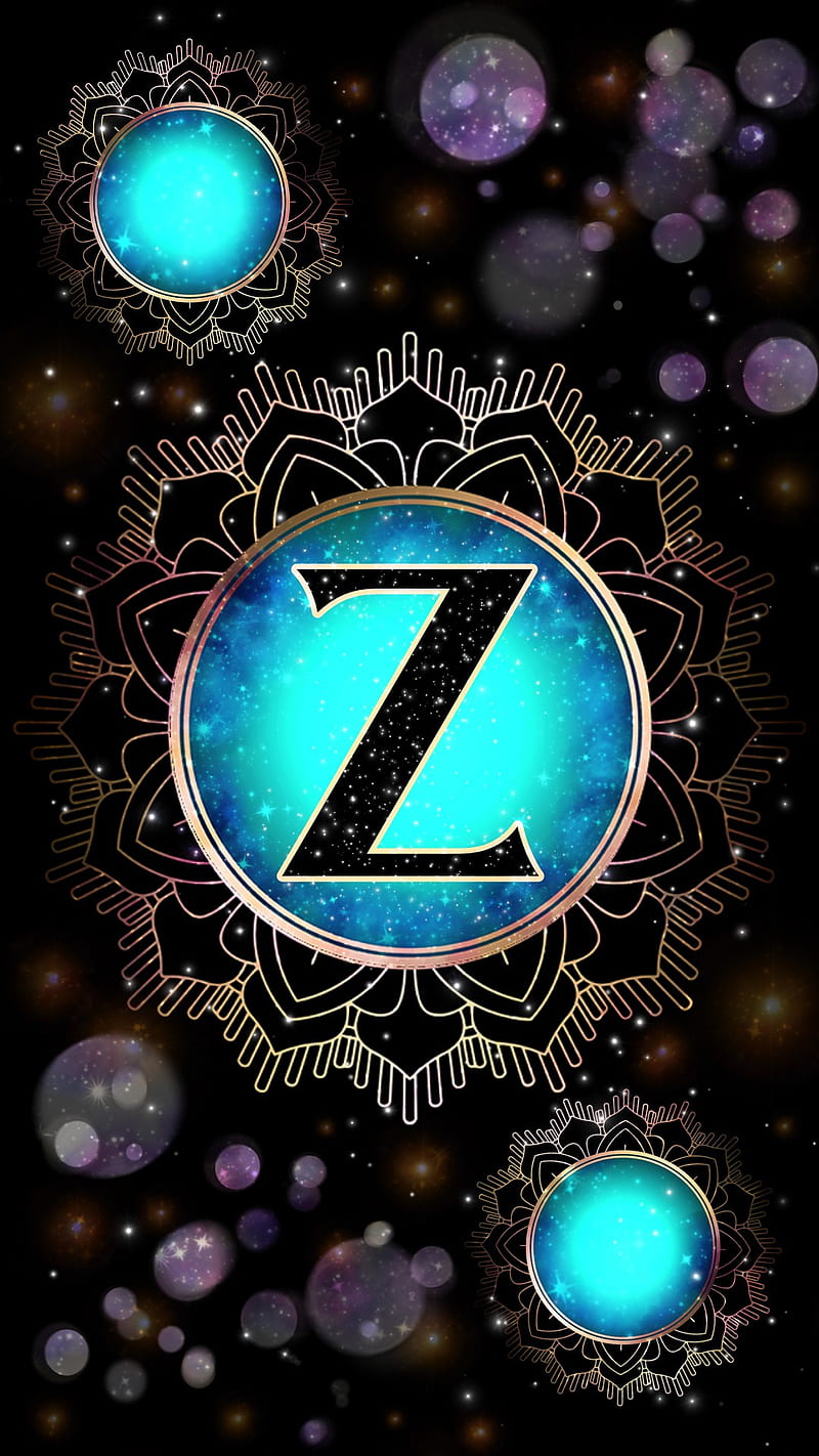 Magick Mandala Z, galaxy, glow, initial z, letter z, magic, mystical, occult, orb, HD phone wallpaper