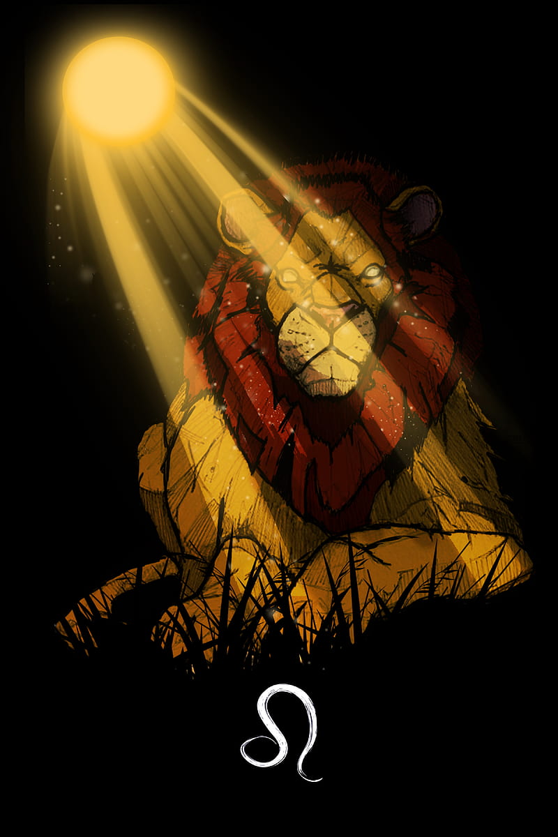 Majesty, leo, lion, sun, zodiac, HD phone wallpaper