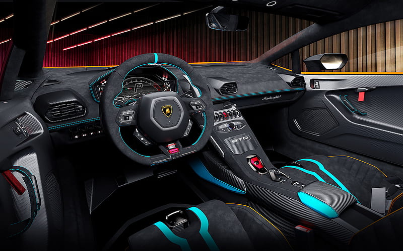 2021, Lamborghini Huracan STO, interior, supercar, tuning Huracan, Huracan dashboard, Italian sports cars, Lamborghini, HD wallpaper