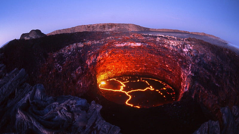 ERTA ALE VOLCANO, lava lake, badland desert, Ethiopia, crater, active, HD wallpaper