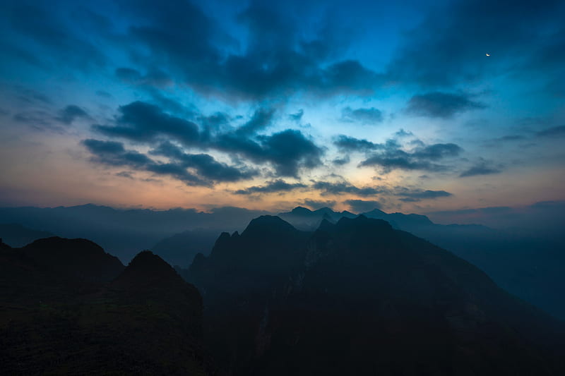 Mountains Twilight , twilight, mountains, nature, HD wallpaper