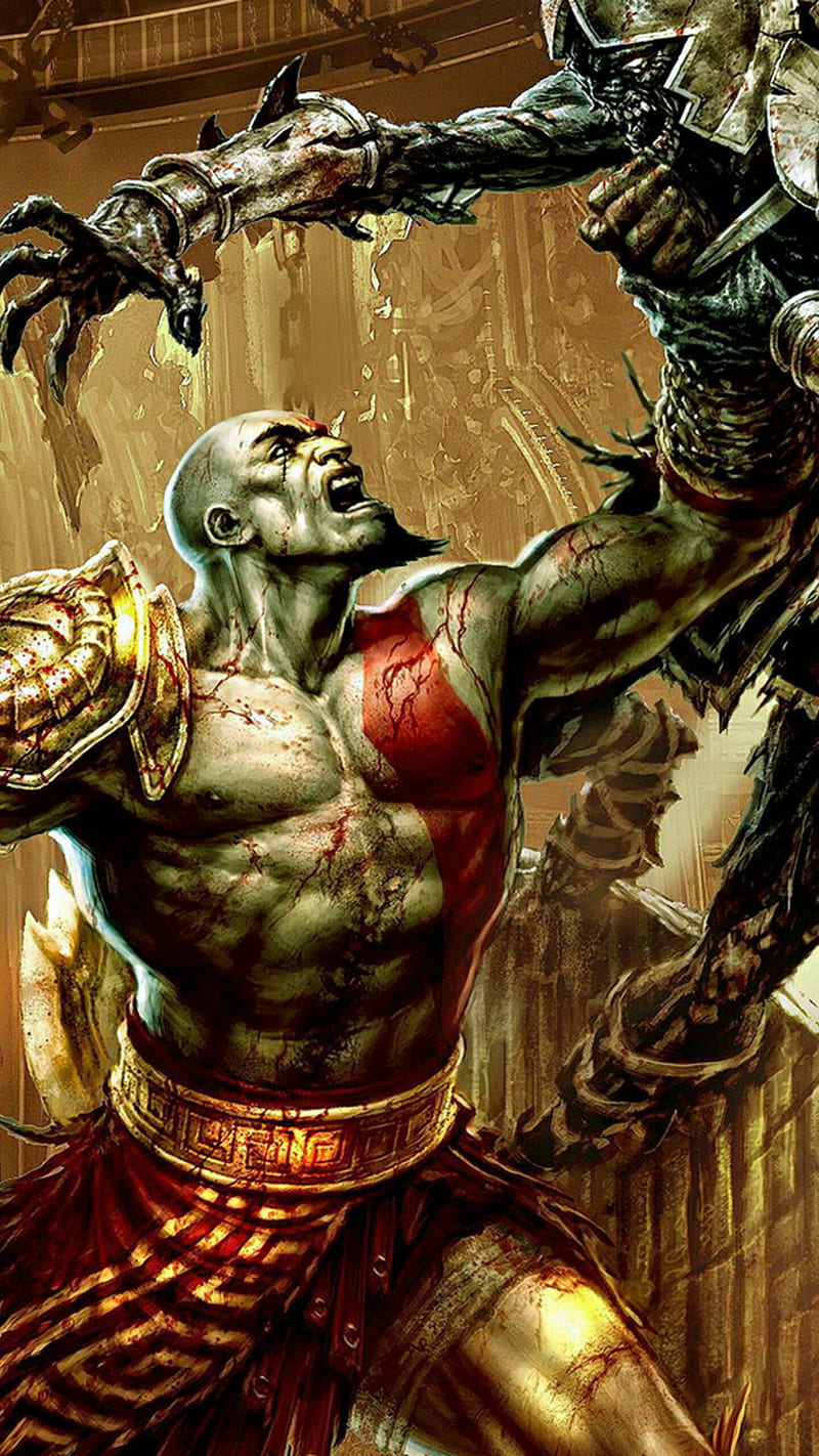 God of War, ares, aries, battle, fight, kratos, spartan, warrior, HD phone wallpaper